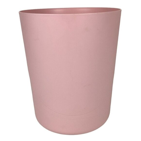 Rubbermaid Molded Plastic Wastebasket Pale Pink Round Column Vintage 80s - Picture 2 of 7